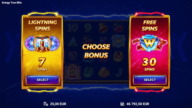 Energy True Blitz - val á Lightning Spins valkostinum